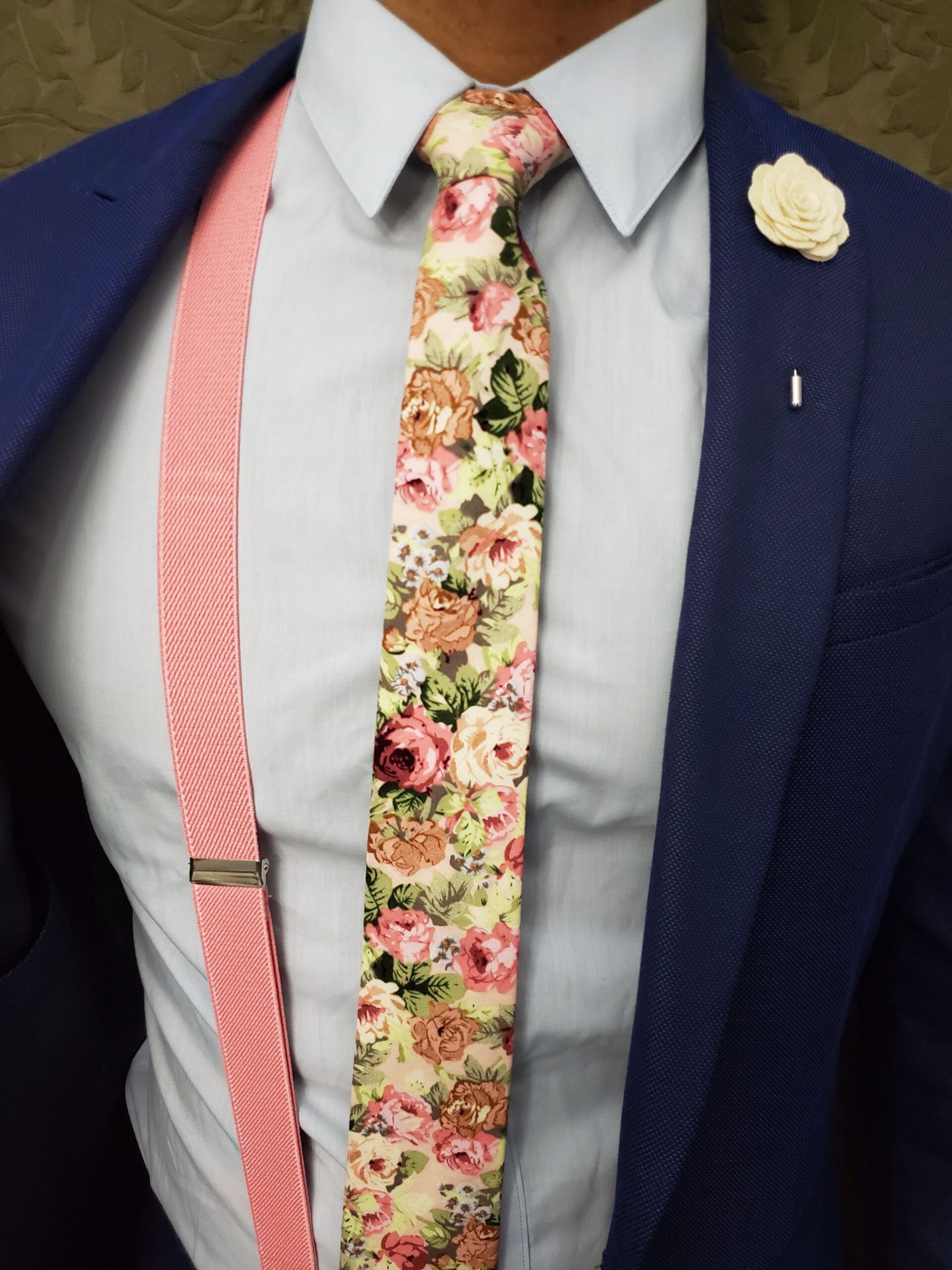 Classy Navy Blue and White Striped Tie