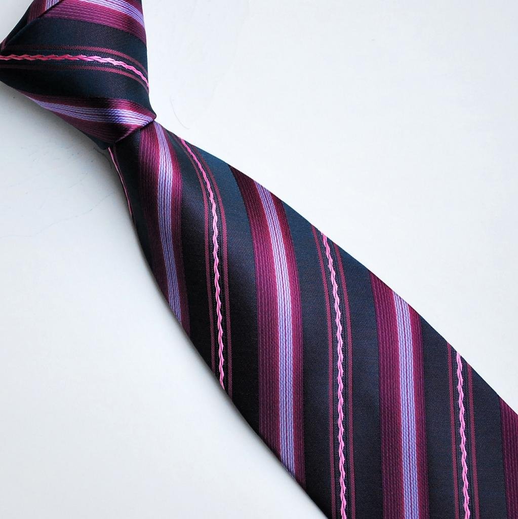 Classic Red and Blue Striped Silk Tie