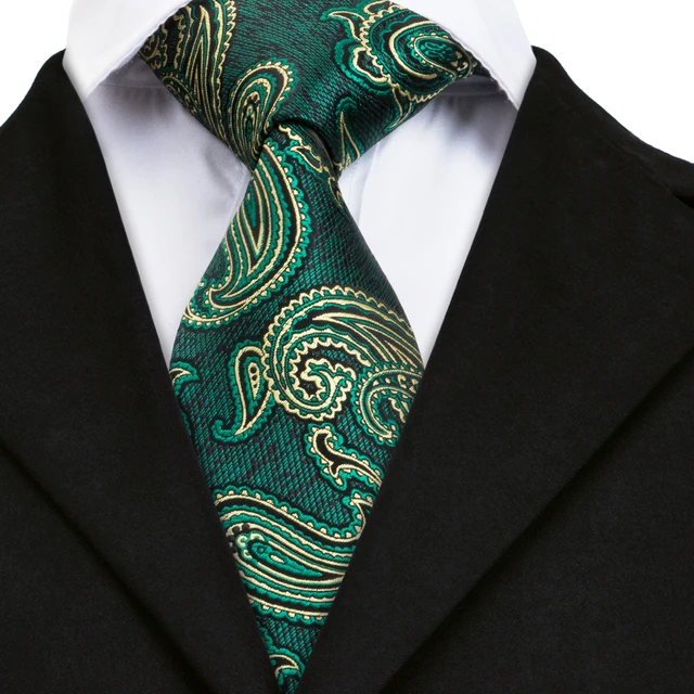 Classic Paisley Green Silk Tie for Men