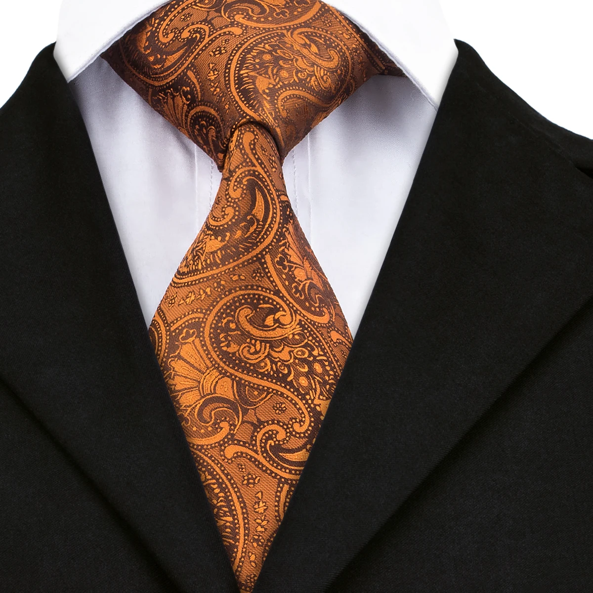 Orange Paisley Silk Tie for Men