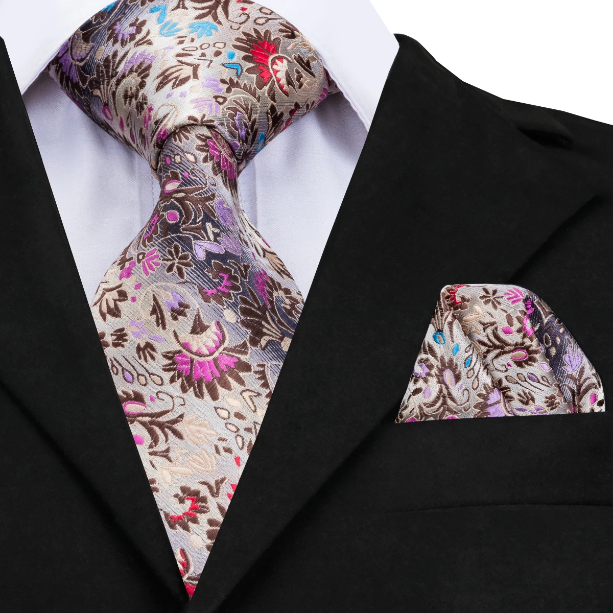 Hi-Tie Luxury Floral Silk Tie for Men