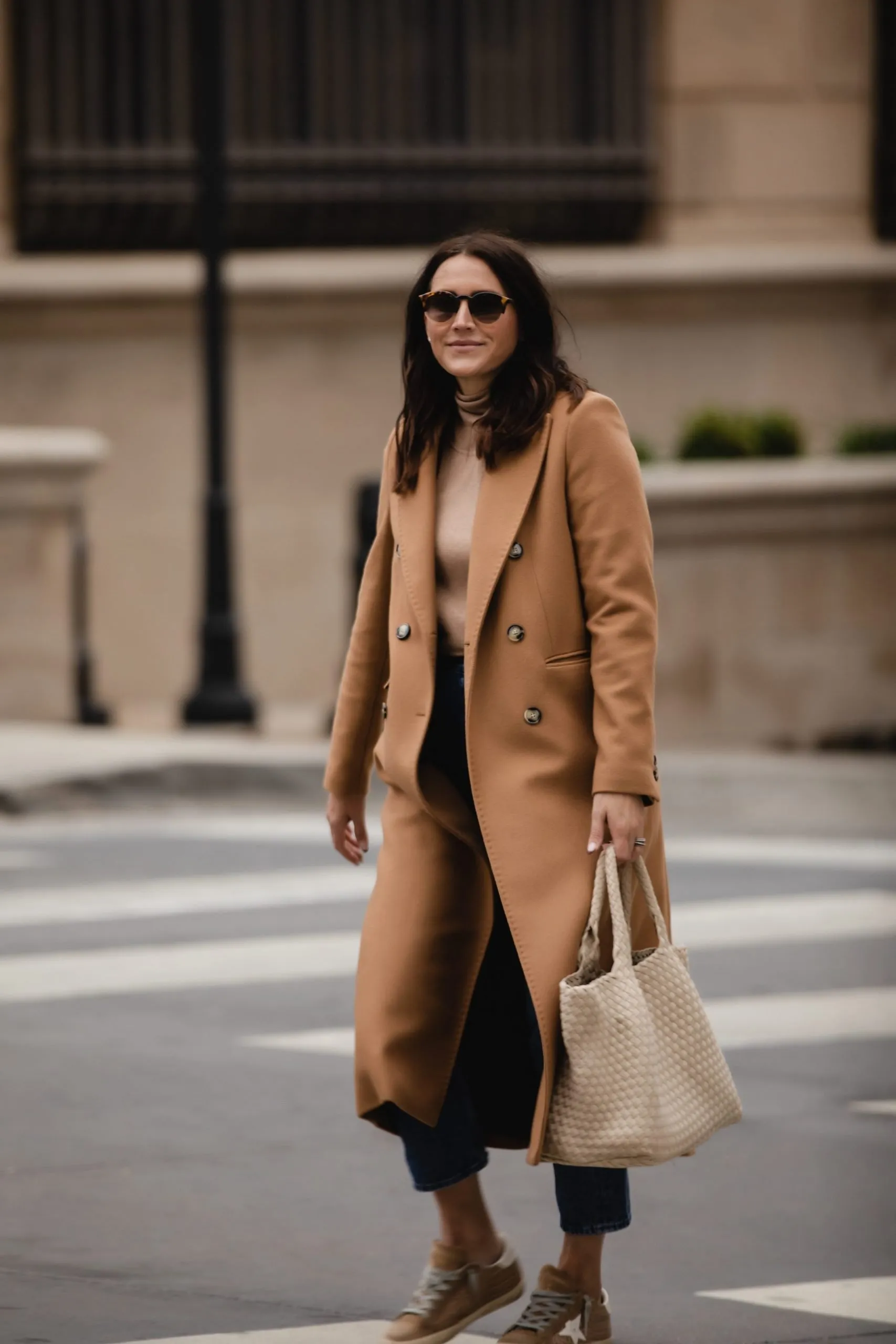 Chic Casual Winter Outfit with Beige Coat