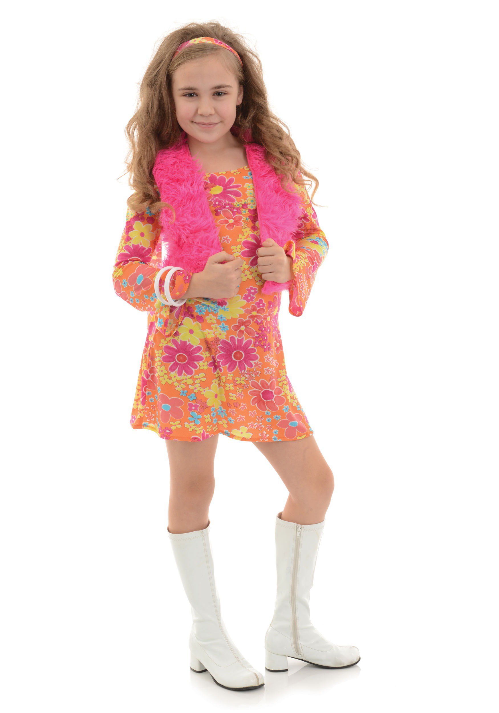 Groovy Floral Delight: 70s-Inspired Costume for Girls!