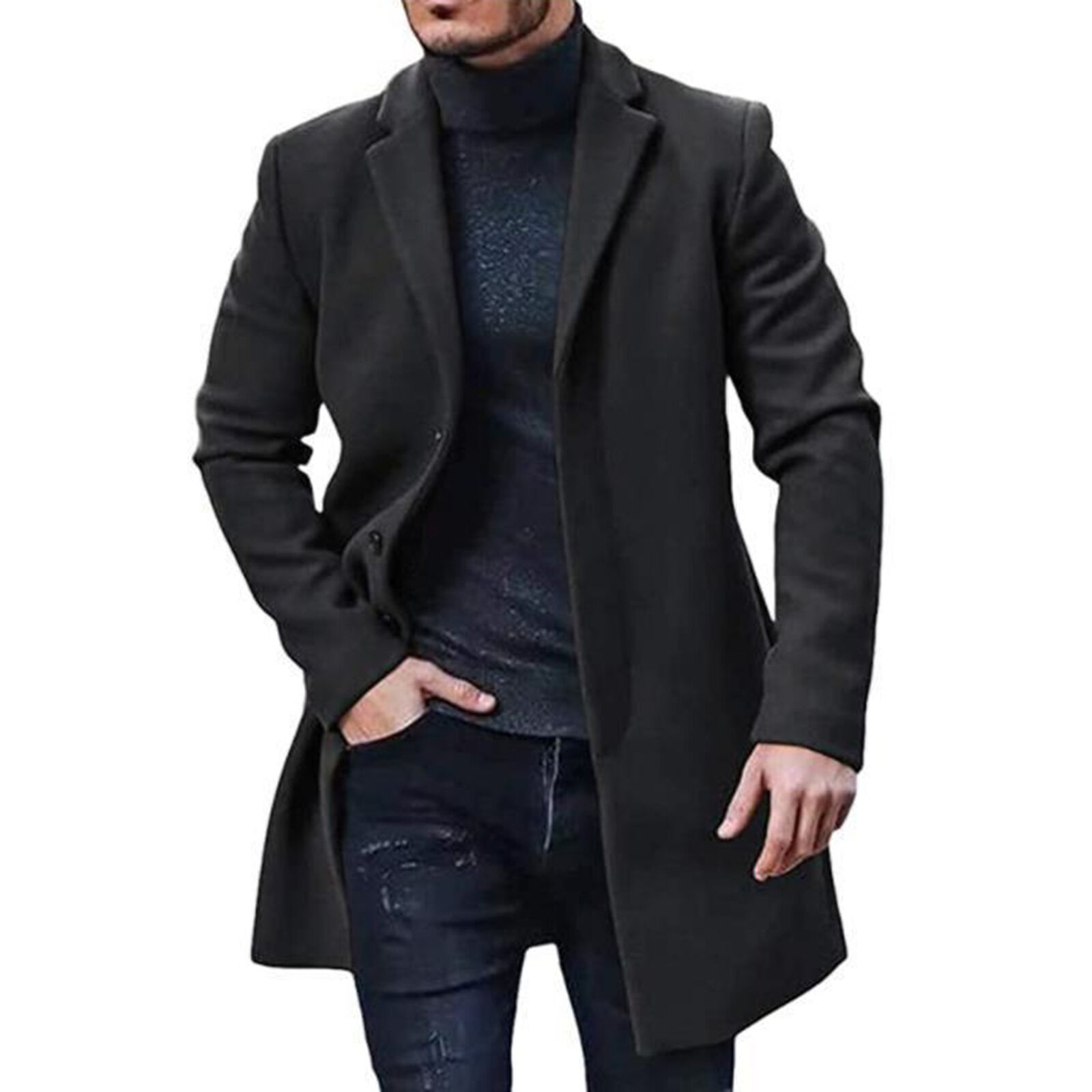 Classic black leather jacket paired with a stylish grey woolen coat for a chic winter look.