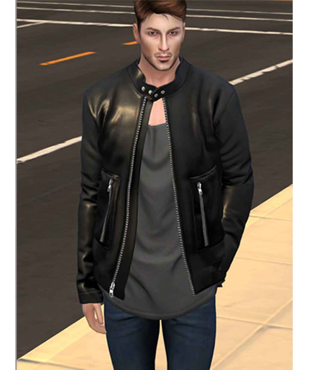 Stylish and sleek black leather jacket for men, perfect for a casual yet sophisticated look.