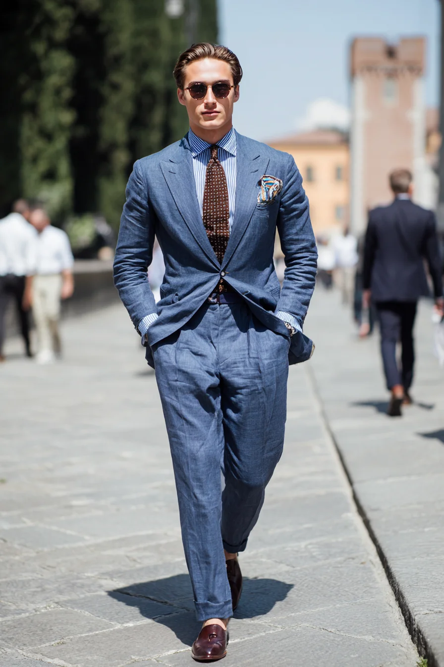 Blue Linen Suit - Smart Casual Summer Tailoring for Men