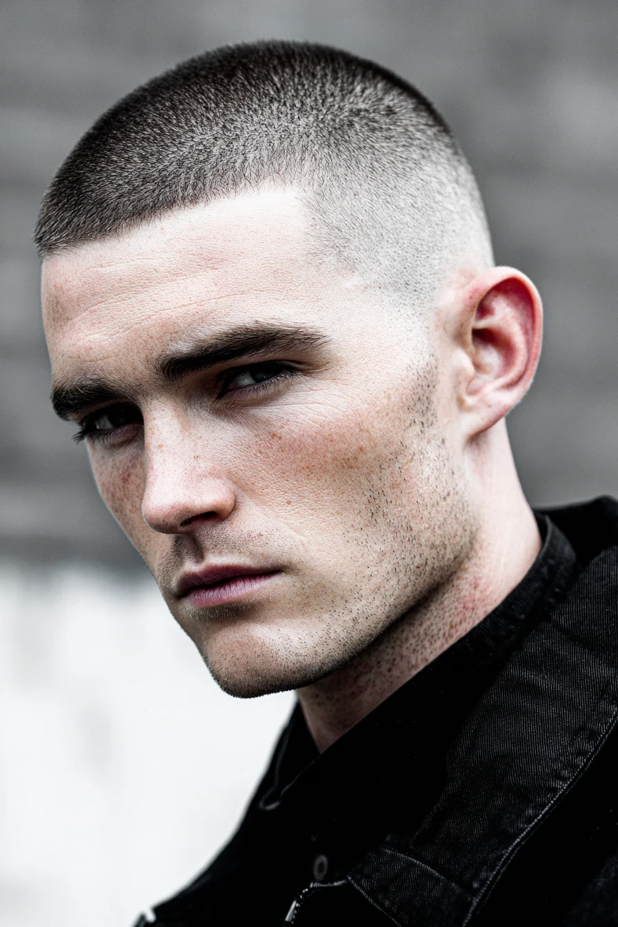 Buzz Cut with High Skin Fade — Clean, Low‑Maintenance Mens Crop