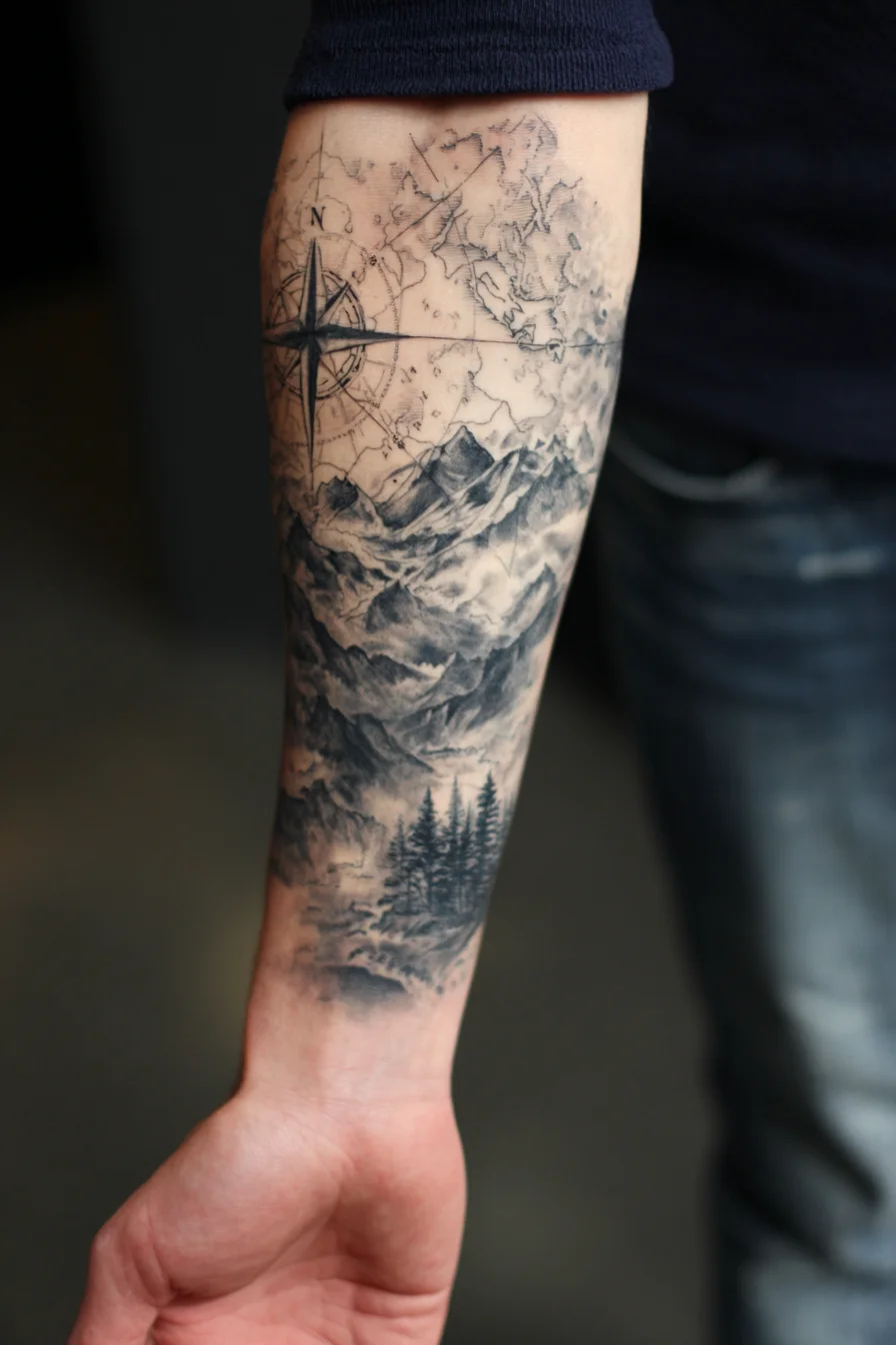 Casual Rugged Look: Navy Knit, Slim Jeans & Forearm Tattoo Showcase