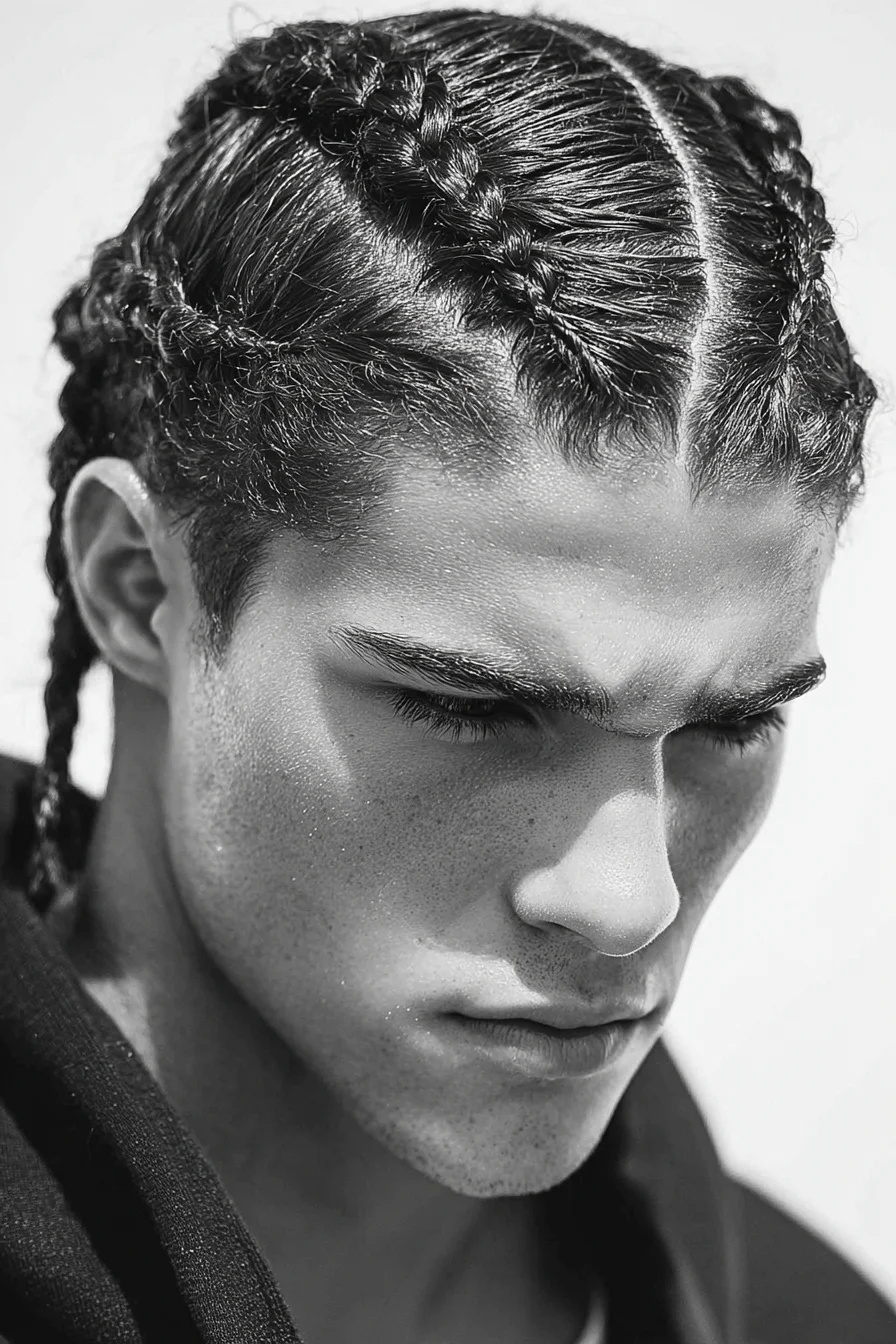 Center-Part Cornrows for Men — Tight Boxer Braids