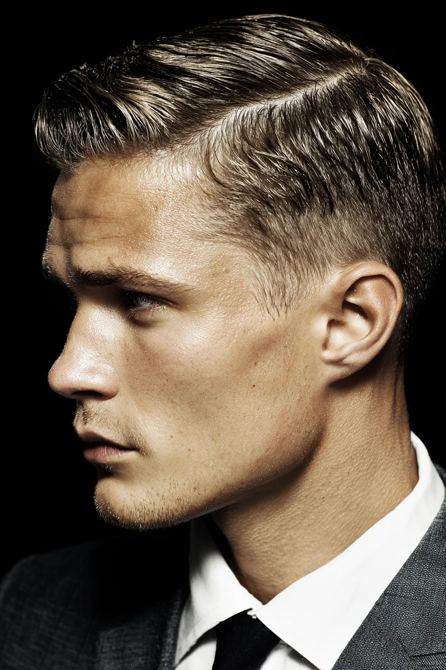 Classic Side-Part Comb-Over with Tapered Sides for Men