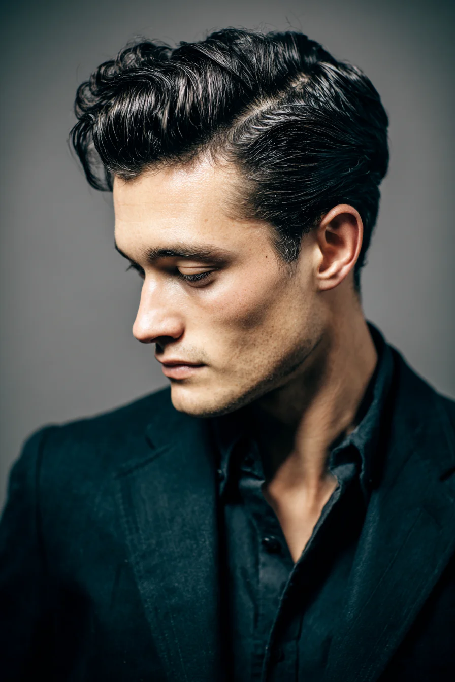 Classic Side-Part Pompadour — Slicked-Back Mens Hairstyle