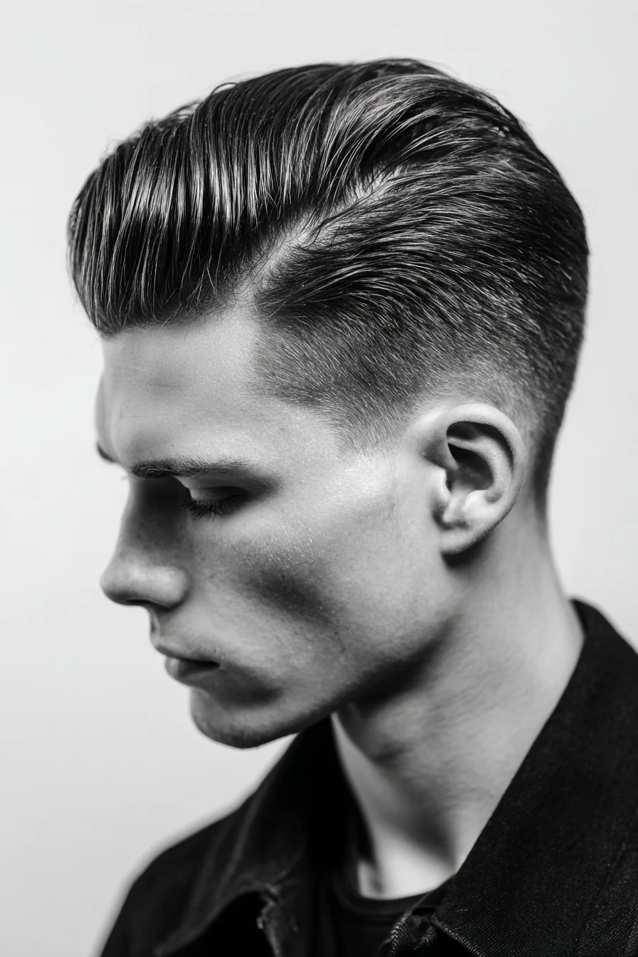 Classic Side Part with Tapered Sides — Modern Pompadour for Men