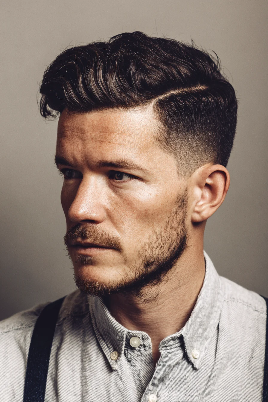 Classic Textured Side Part with Low Fade for Men