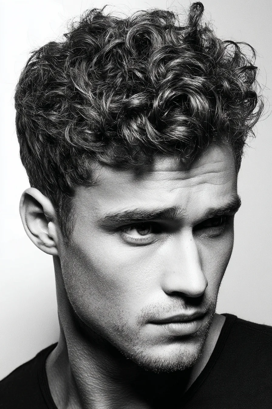 Curly Textured Crop with Short Sides for Men