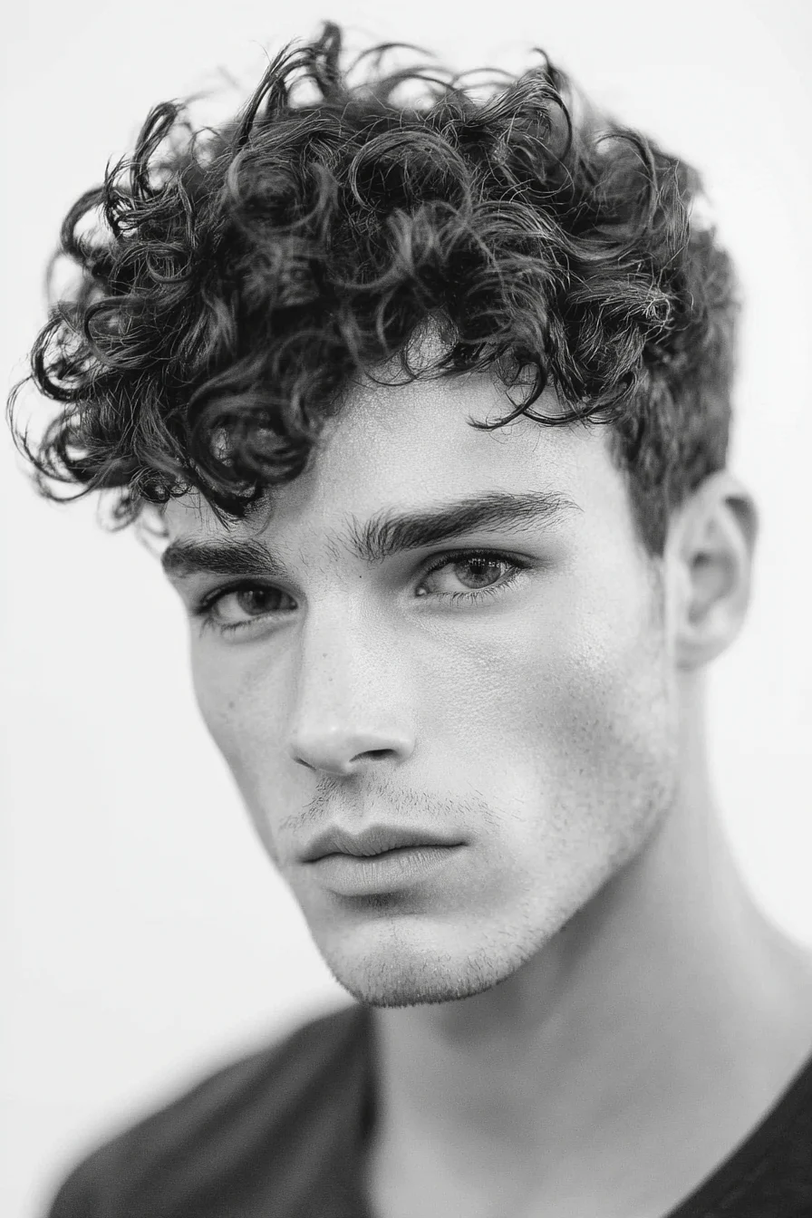 Curly Textured Crop with Tapered Sides — Modern Mens Curly Fringe
