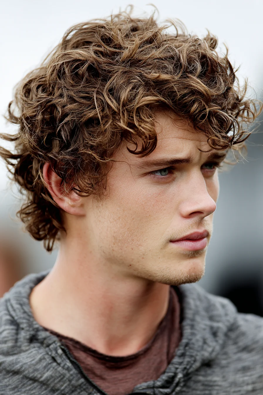 Curly Textured Medium-Length Hairstyle for Men