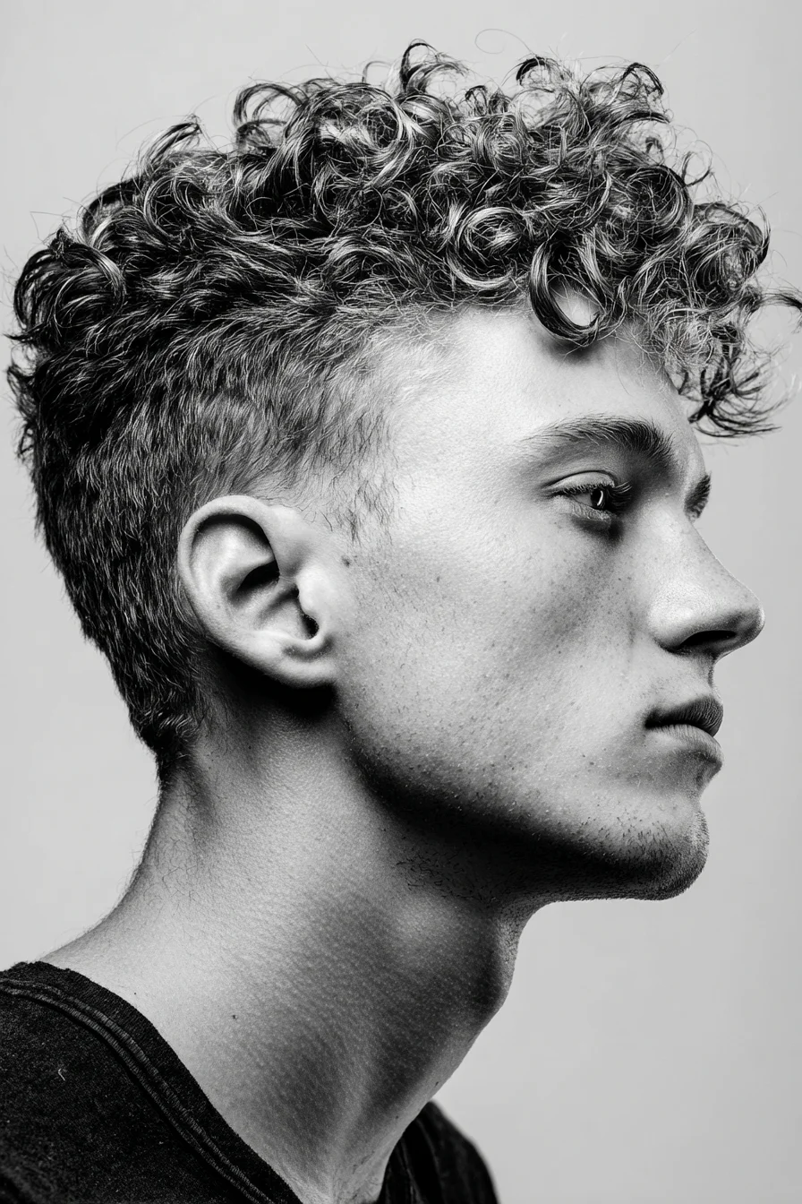 Curly Textured Top with Low Fade — Mens Curly Crop Hairstyle