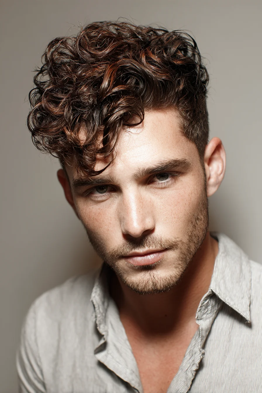 Curly Textured Top with Tapered Sides – Modern Mens Hairstyle