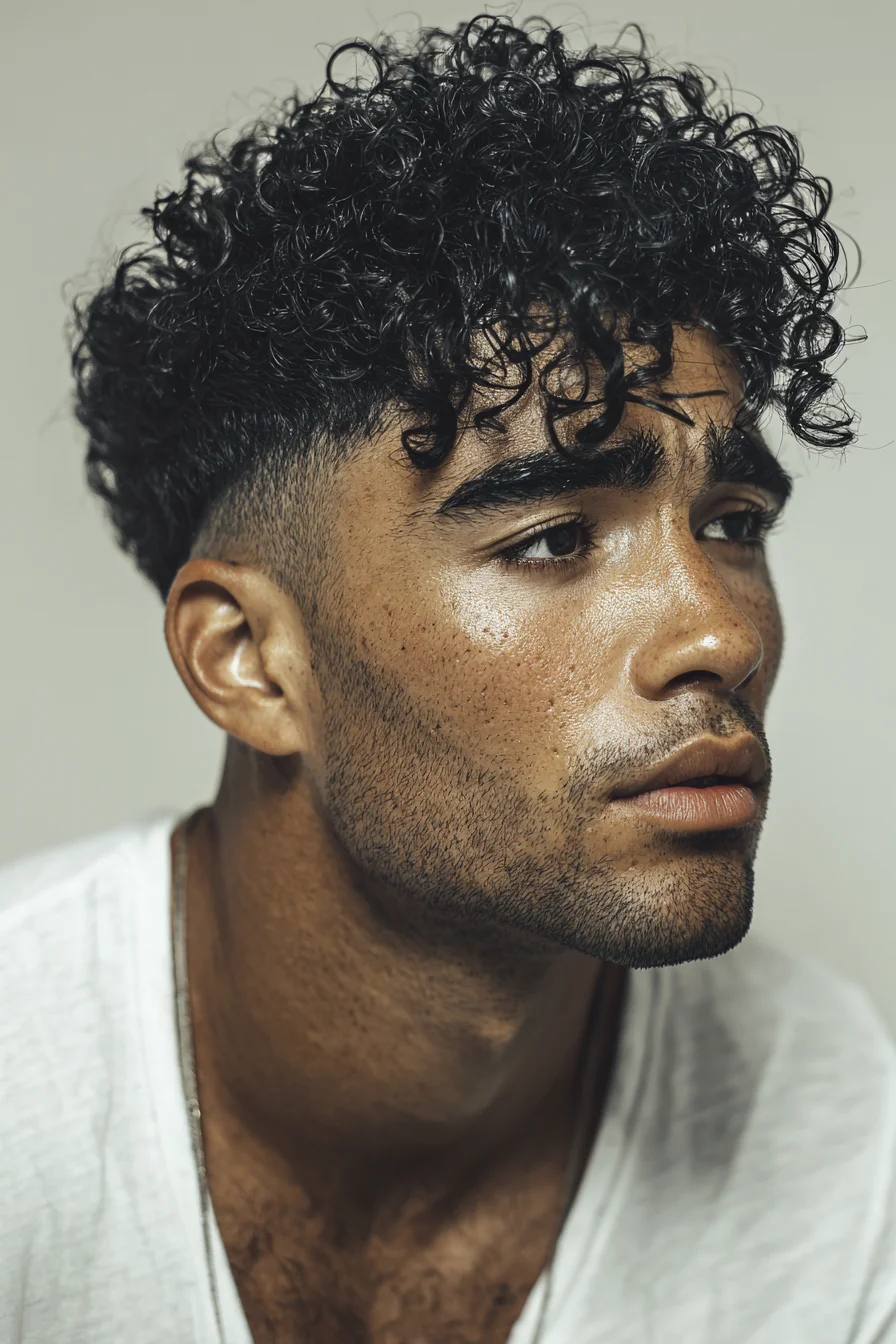 Curly Top with Low Fade — Mens Textured Crop for Natural Curls
