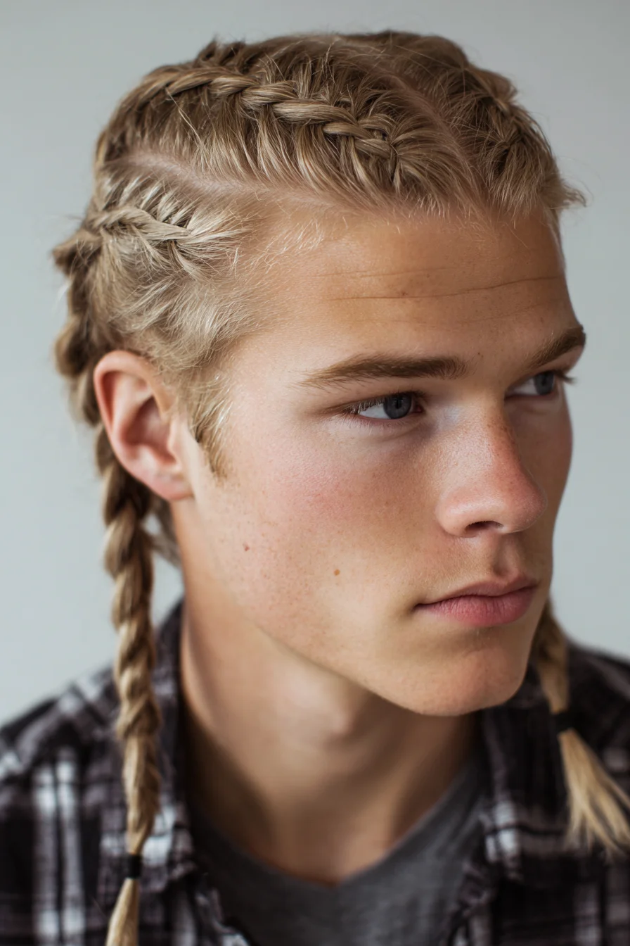 Double French/Dutch Braids for Men — Modern Textured Braided Hairstyle