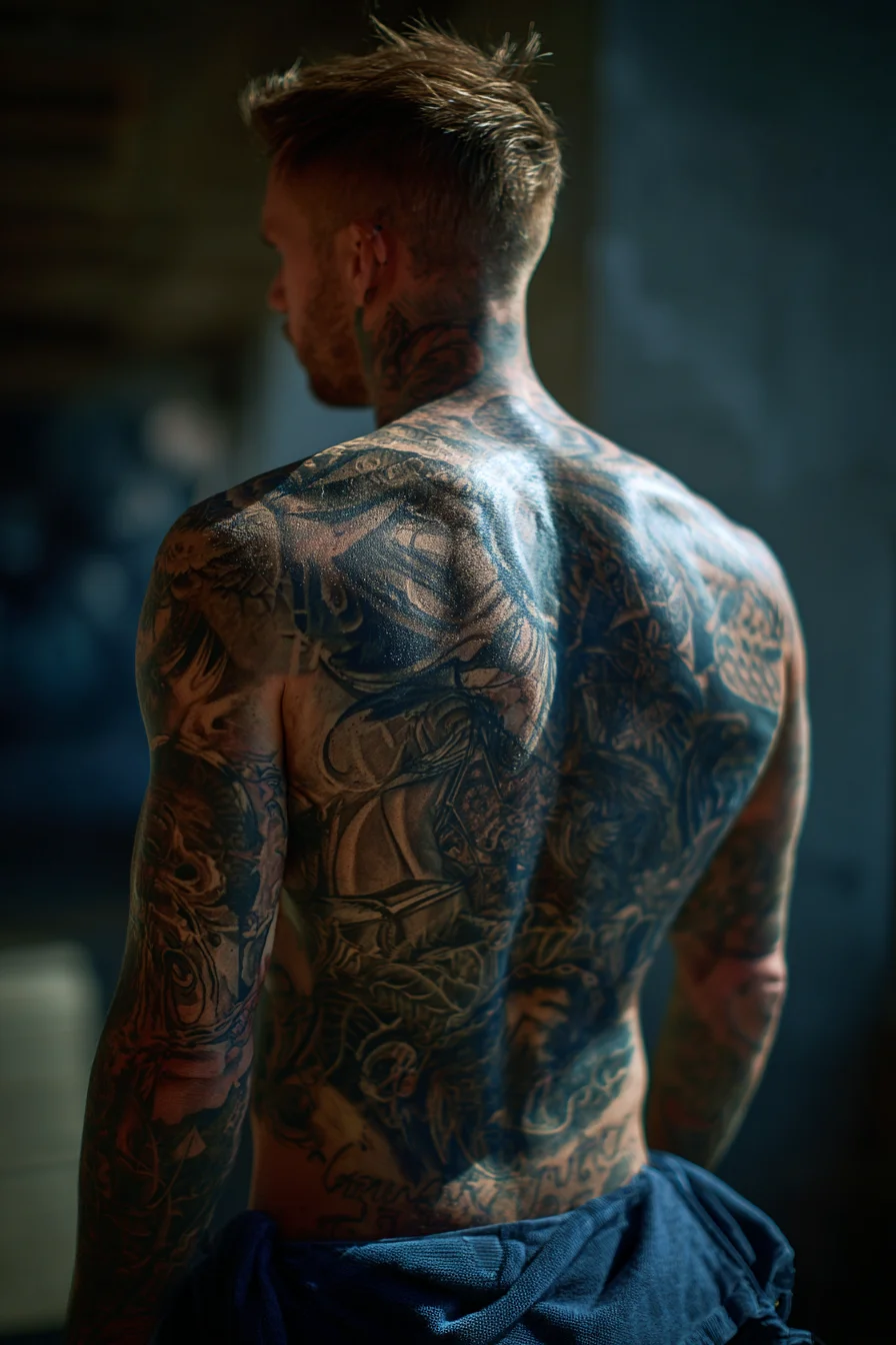 Full-Back Black & Grey Tattoo — Japanese/Neo-Traditional Warrior & Skull Motif