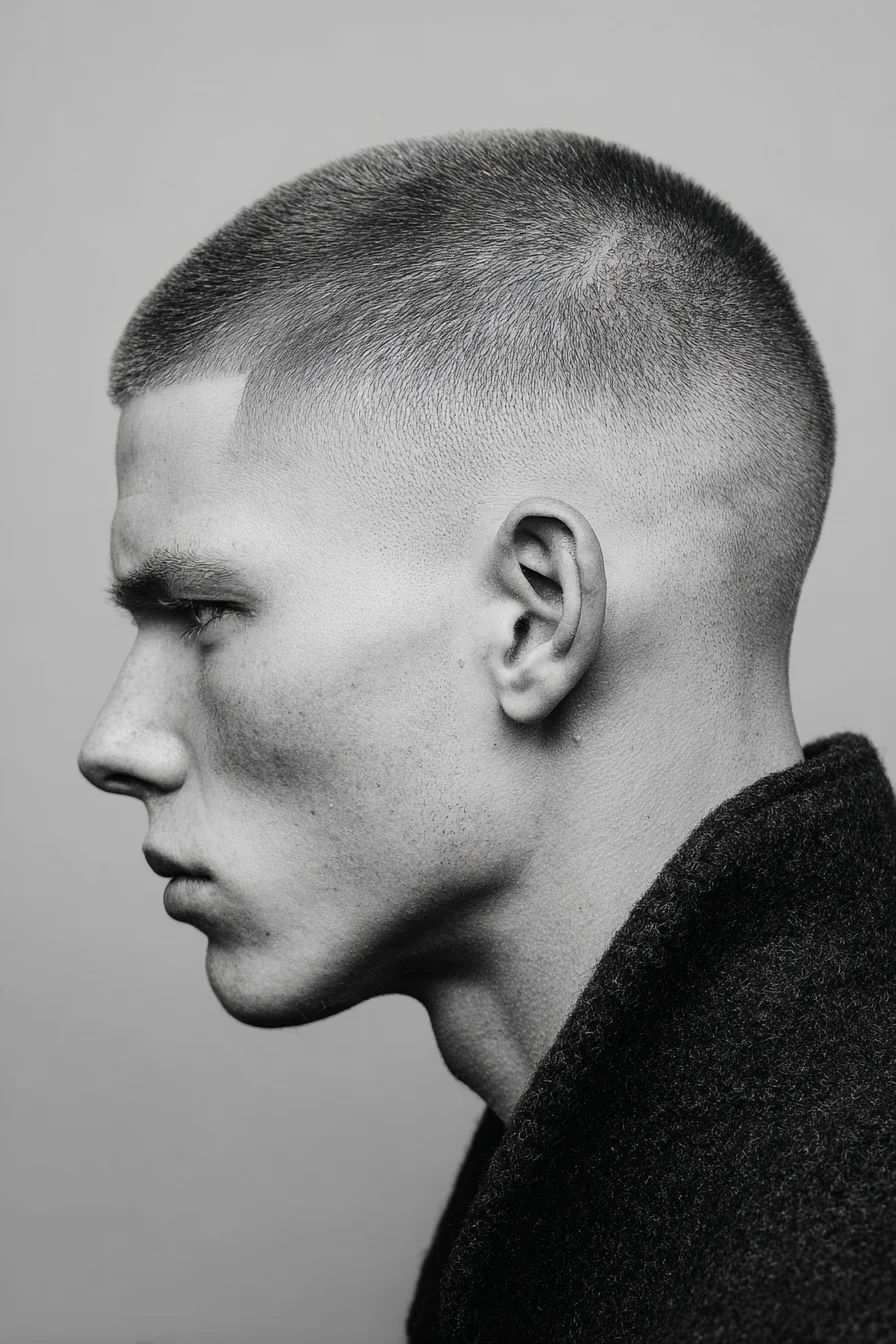 High Skin Fade Buzz Cut — Short Mens Fade with Edge-Up