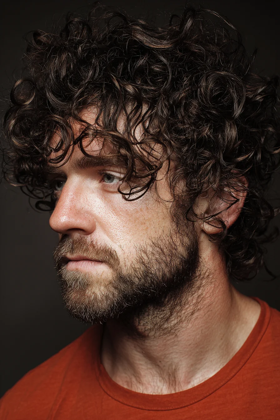 Medium-Length Textured Curls for Men — Natural Tousled Curly Hairstyle