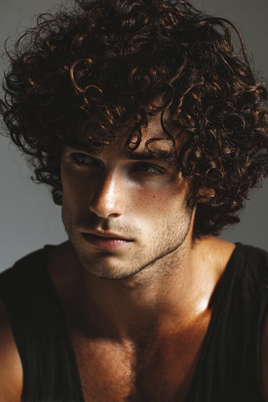 Medium-Length Textured Curly Hairstyle for Men