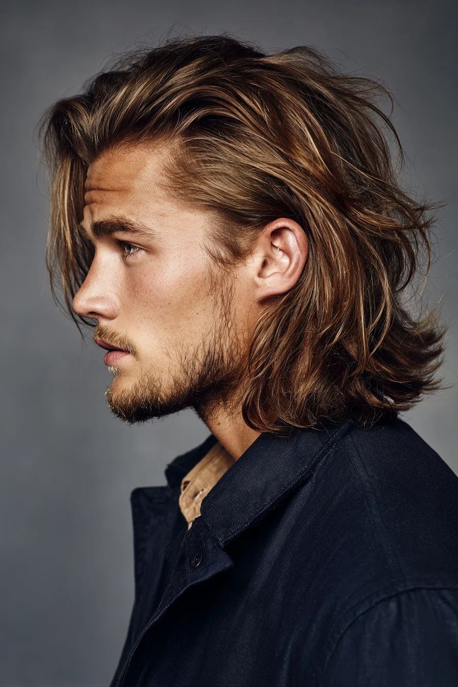 Medium-Length Textured Sweep — Layered Mens Haircut with Natural Volume