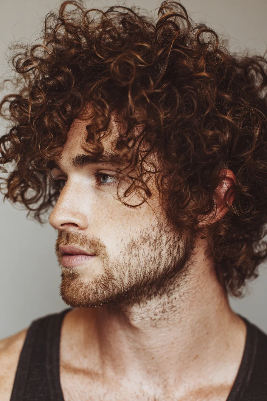 Medium Natural Curls with Textured Fringe — Mens Curly Hairstyle