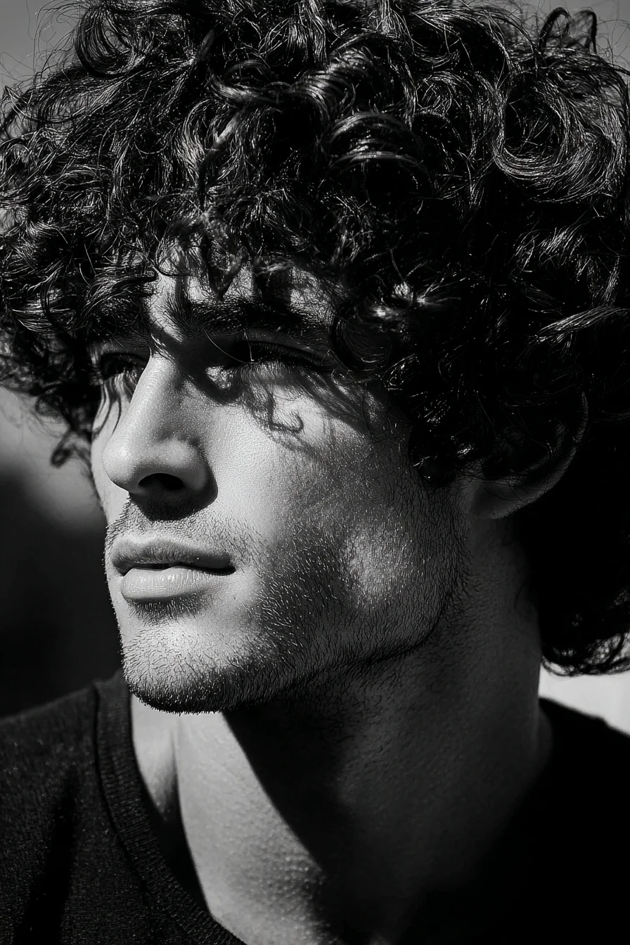 Medium Natural Curly Crop for Men — Textured Fringe and Defined Curls