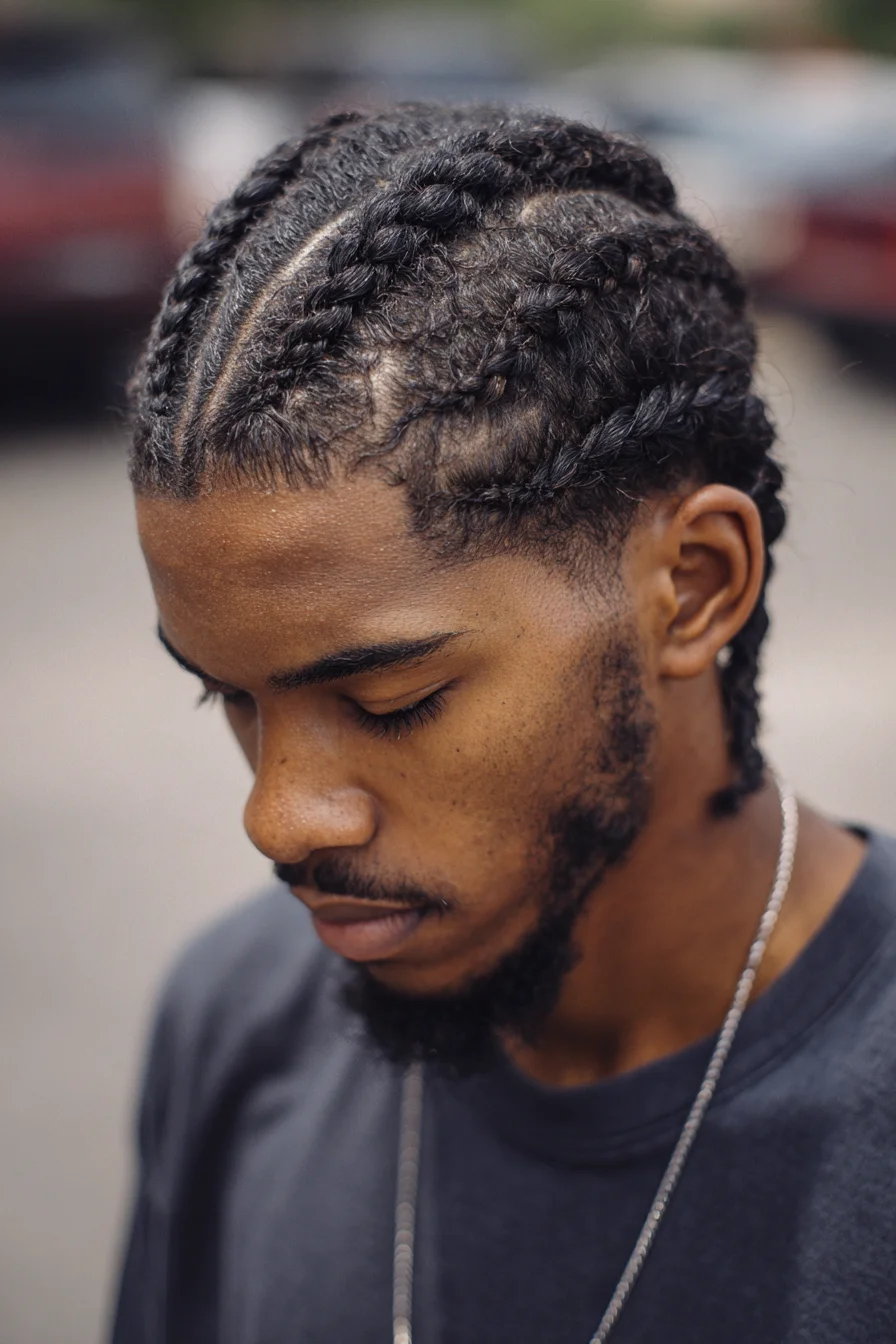 Men’s Cornrows: Tight Straight-Back Braids for Textured Hair