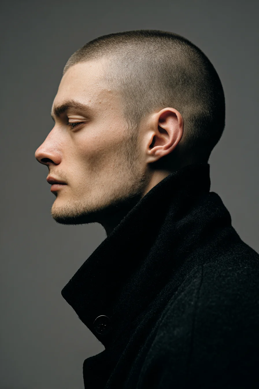 Mens Buzz Cut with Low Fade — Clean Short Hairstyle