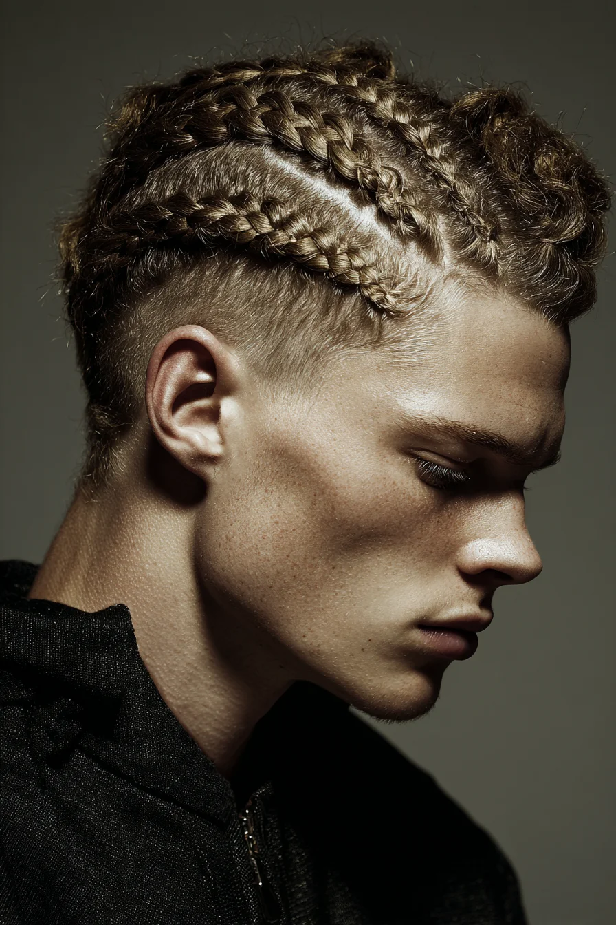 Mens Cornrow Braids with High Skin Fade — Modern Braided Undercut