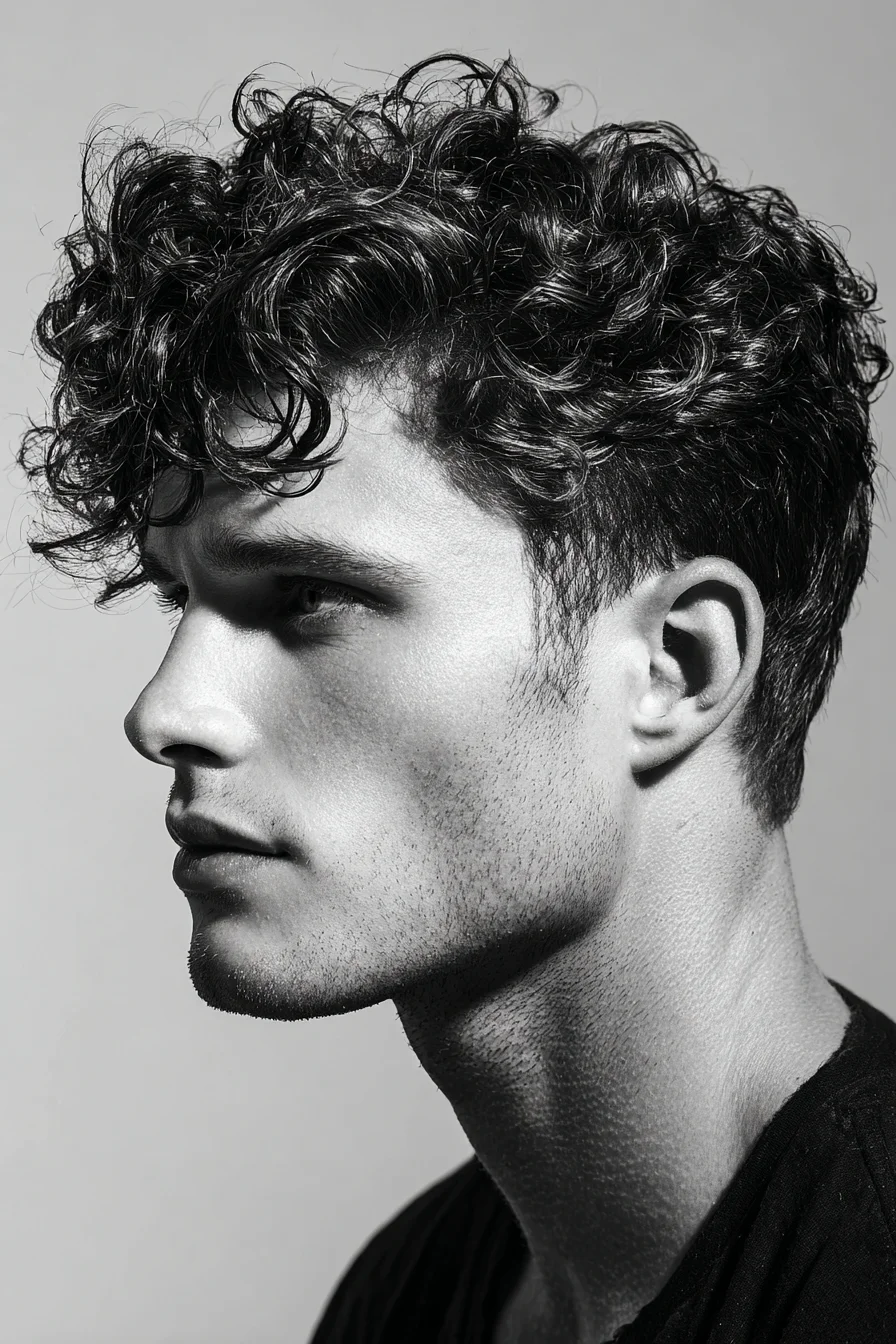 Mens Curly Textured Crop with Tapered Sides