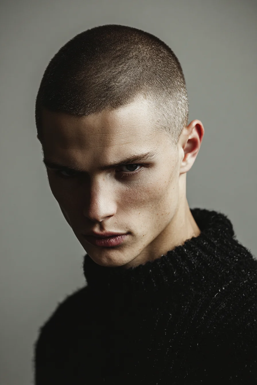 Mens Short Buzz Cut with Tapered Sides