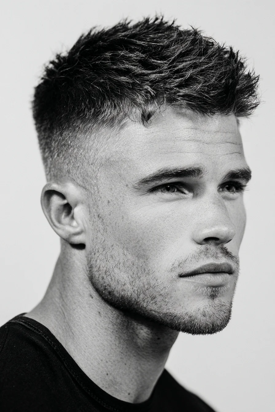 Mens Textured Crop with High Fade — Short Spiky Top