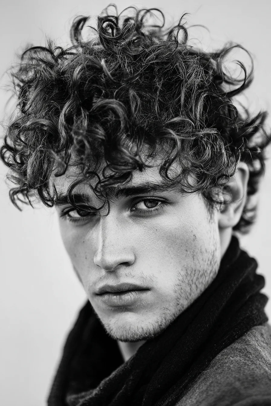 Mens Textured Curly Fringe with Tapered Sides