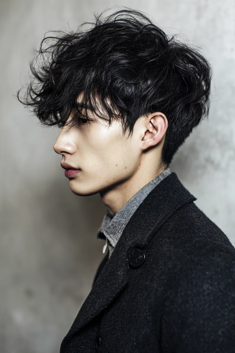 Mens Textured Wavy Fringe with Tapered Sides