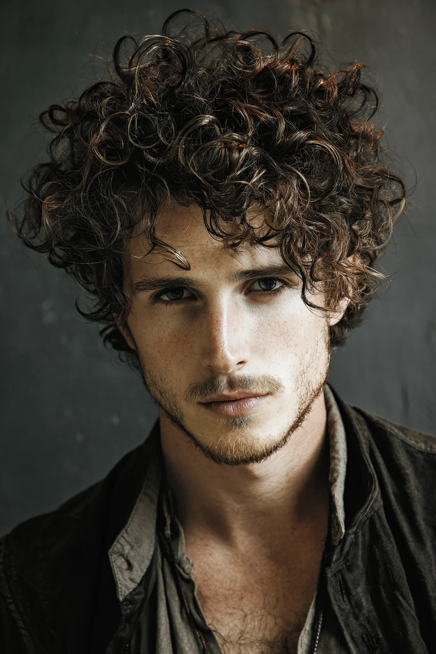 Messy Curly Top for Men — Natural Volume & Medium-Length Curls