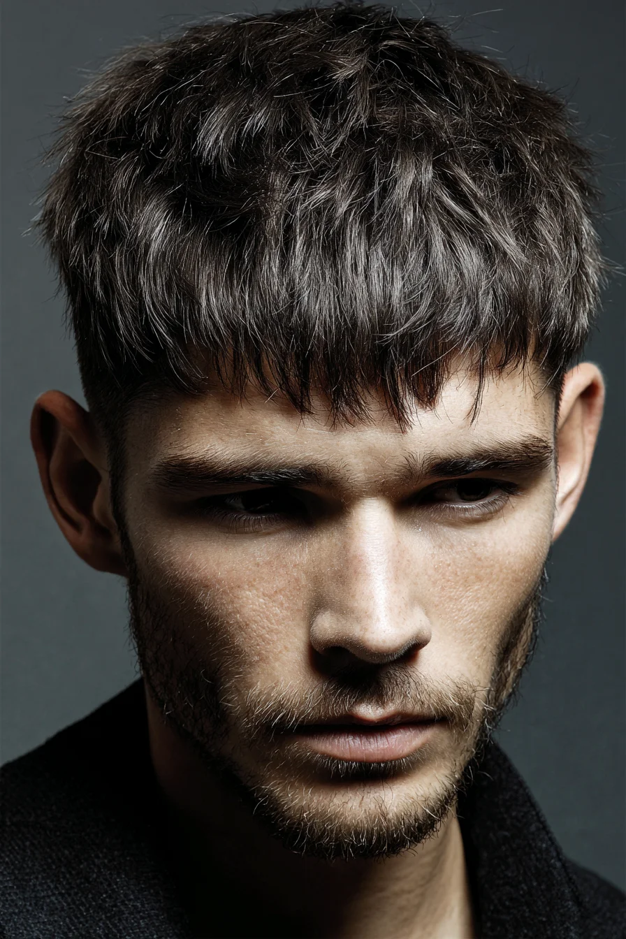 Modern Textured Crop with Short Fringe — Mens Haircut & Styling