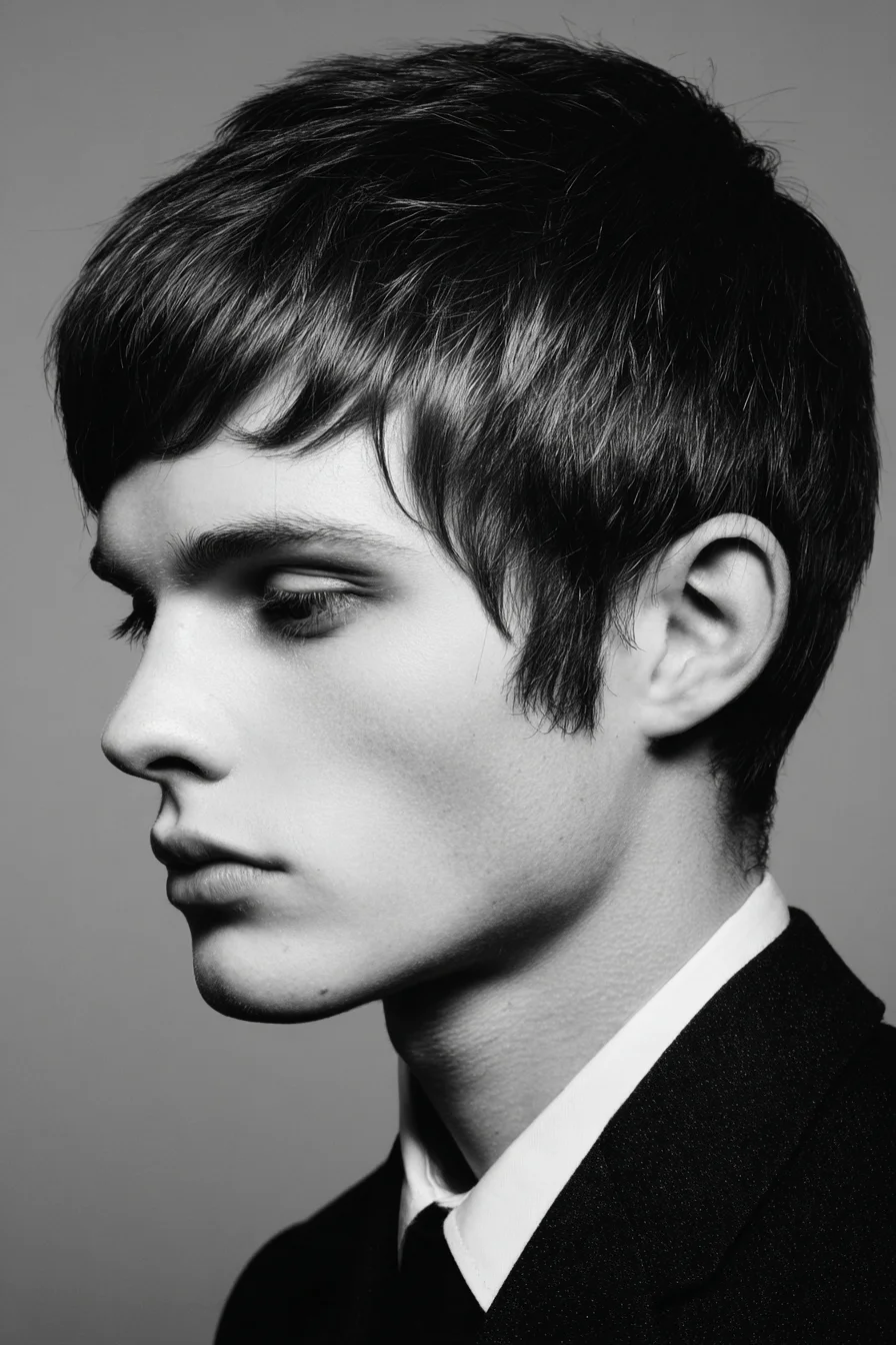 Modern Textured Crop with Short Fringe — Mens Short Layered Cut