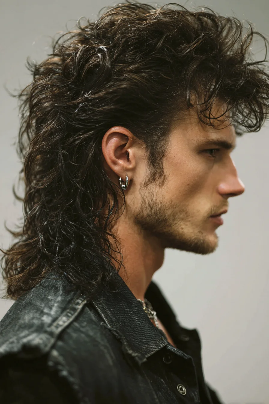 Modern Textured Curly Mullet for Men