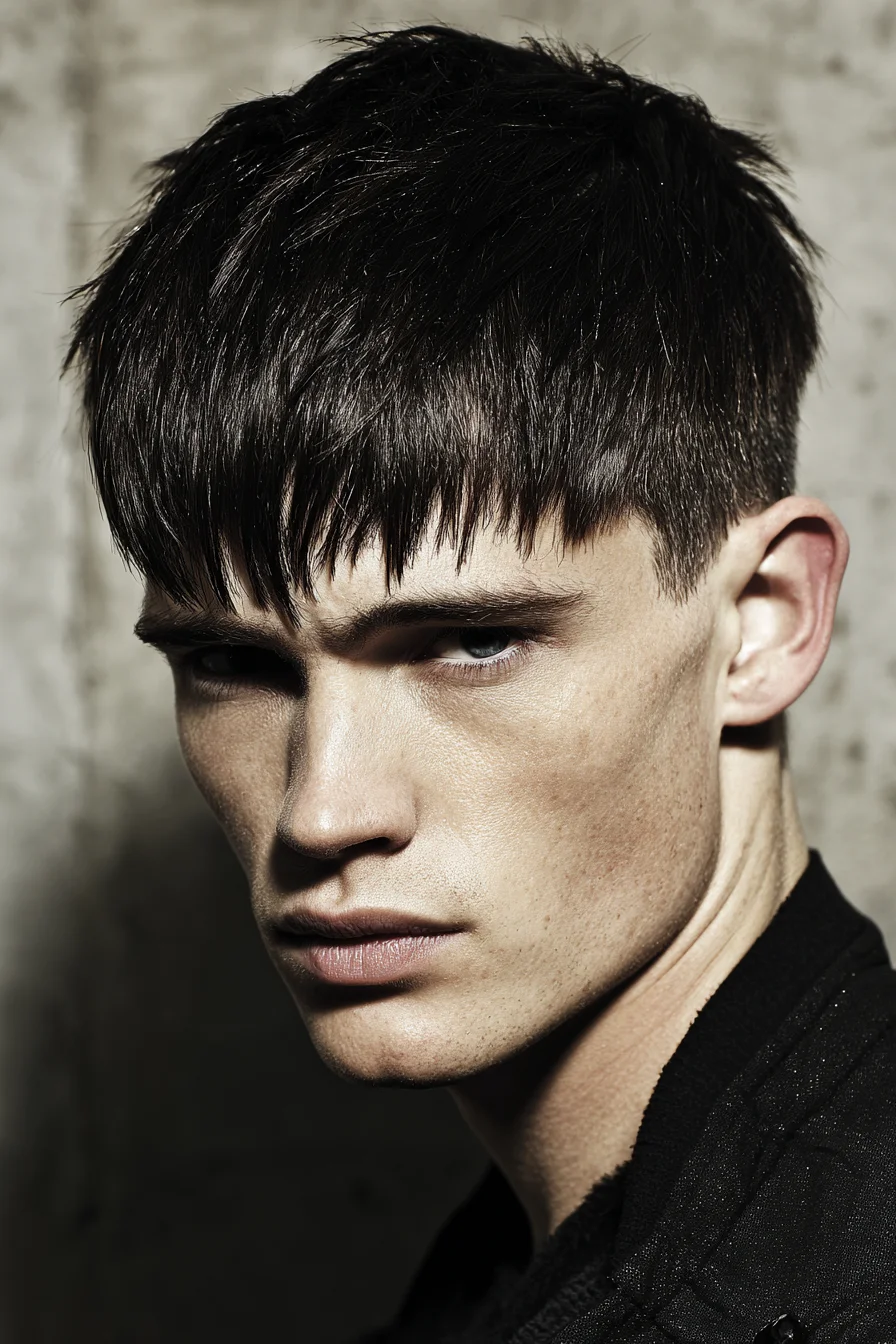 Modern Textured French Crop — Mens Short Crop with Blunt Fringe