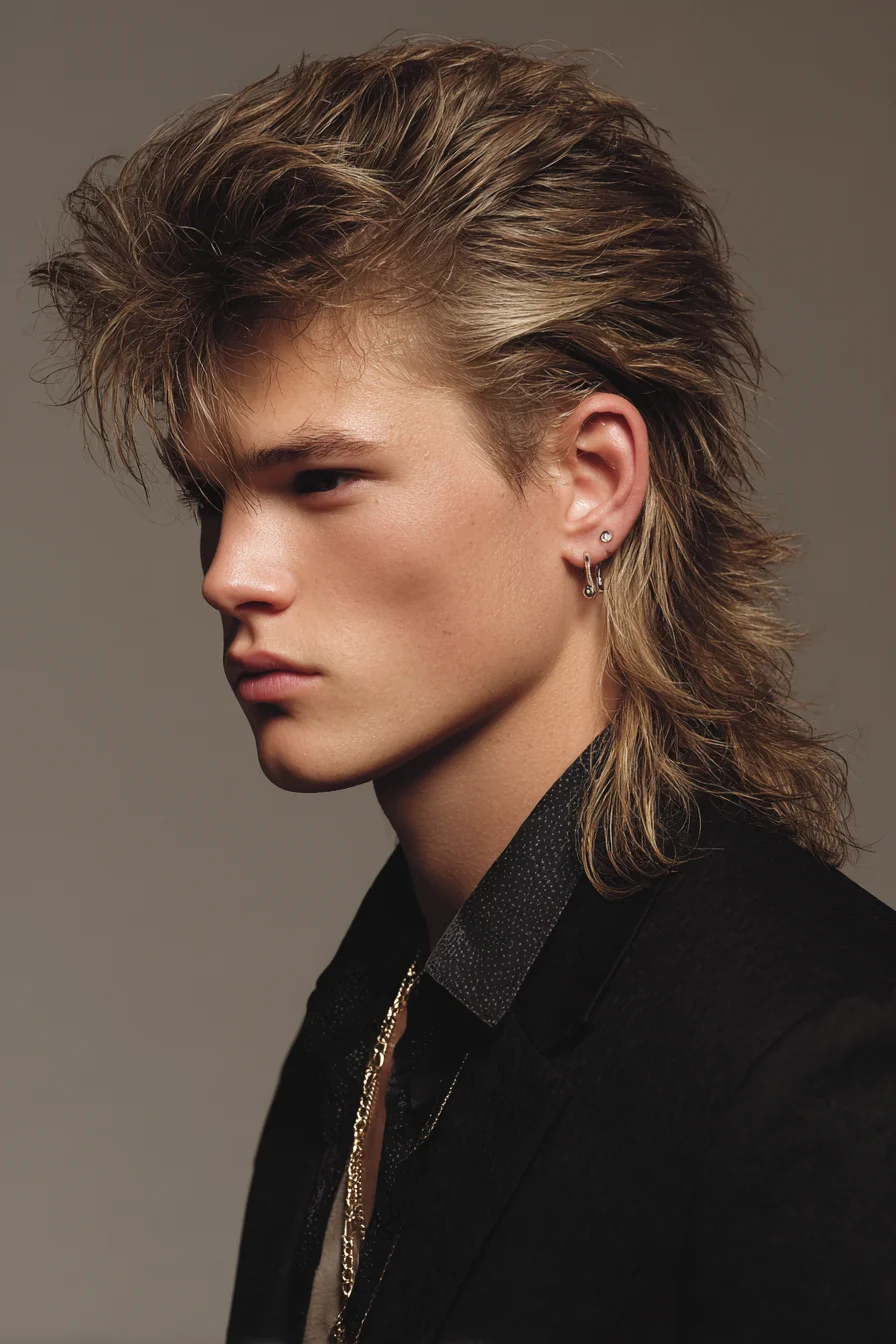 Modern Textured Mullet for Men - Feathered Shag with Volume