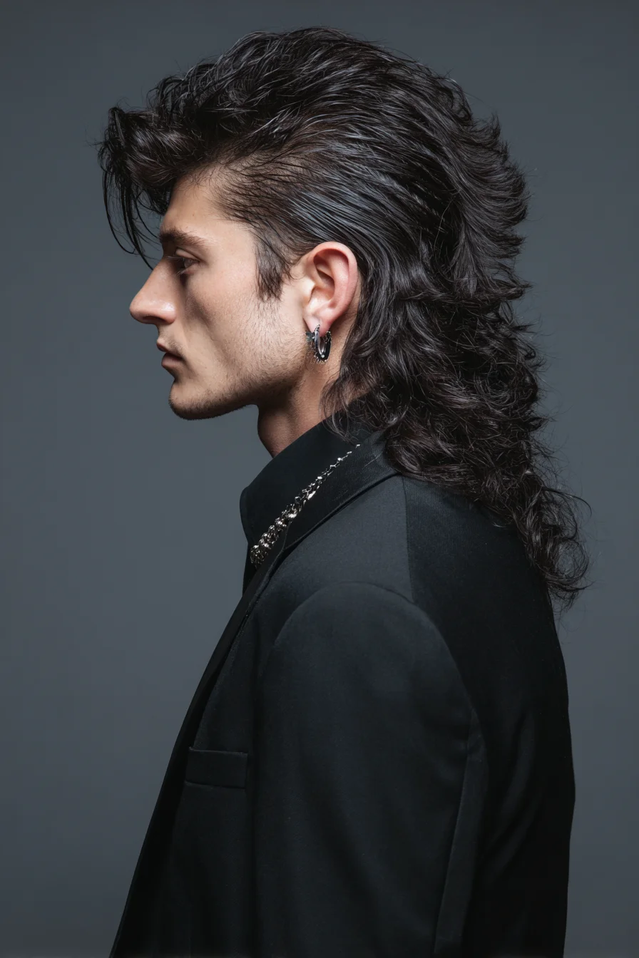 Modern Textured Mullet for Men — Layered Long Back with Tapered Sides