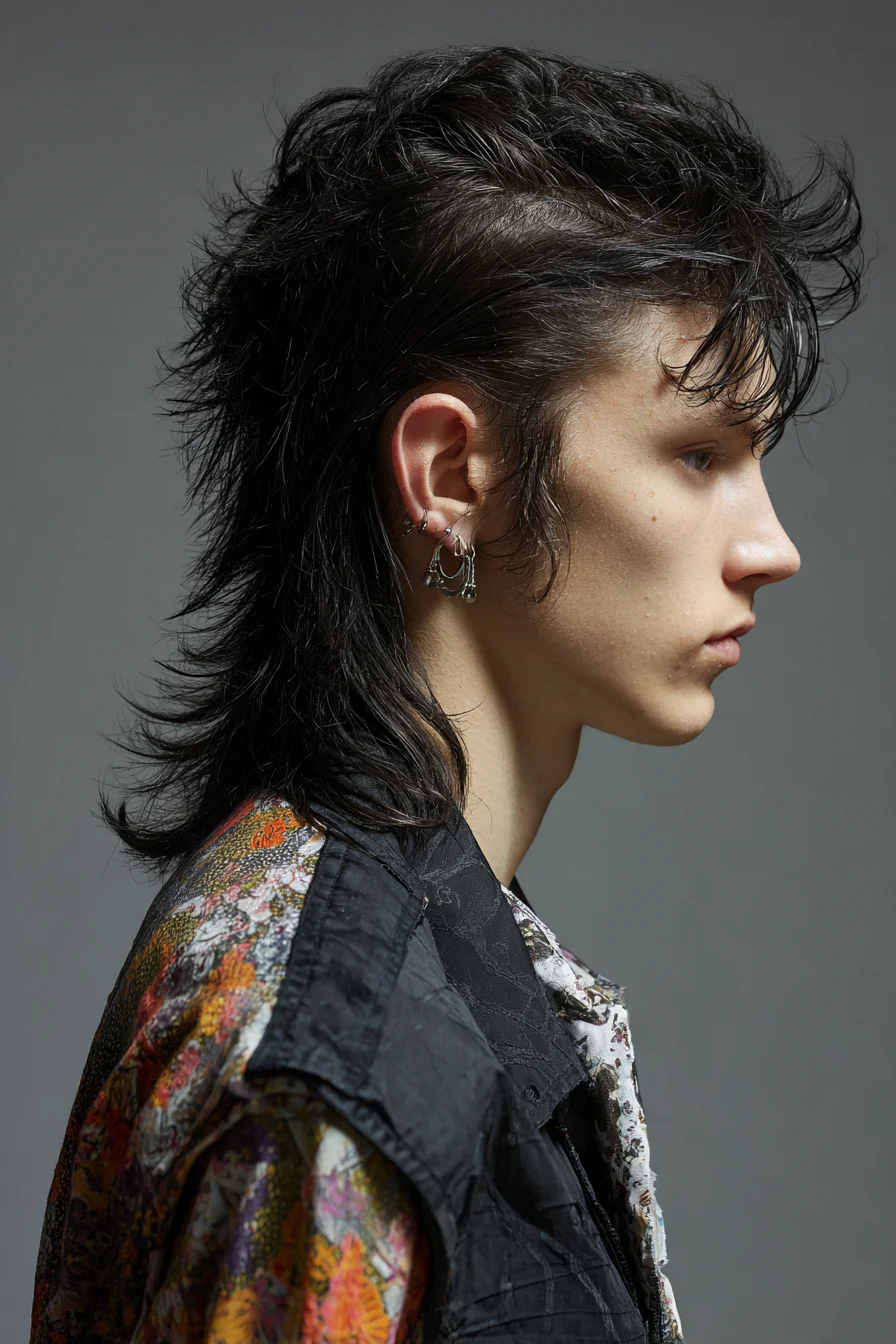 Modern Textured Mullet for Men — Messy Fringe & Layered Nape