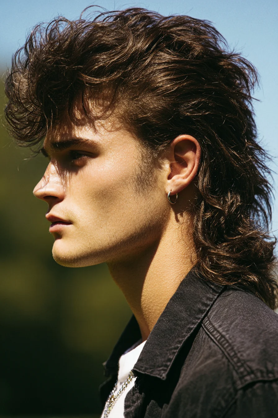 Modern Textured Mullet for Men — Voluminous Top & Layered Back