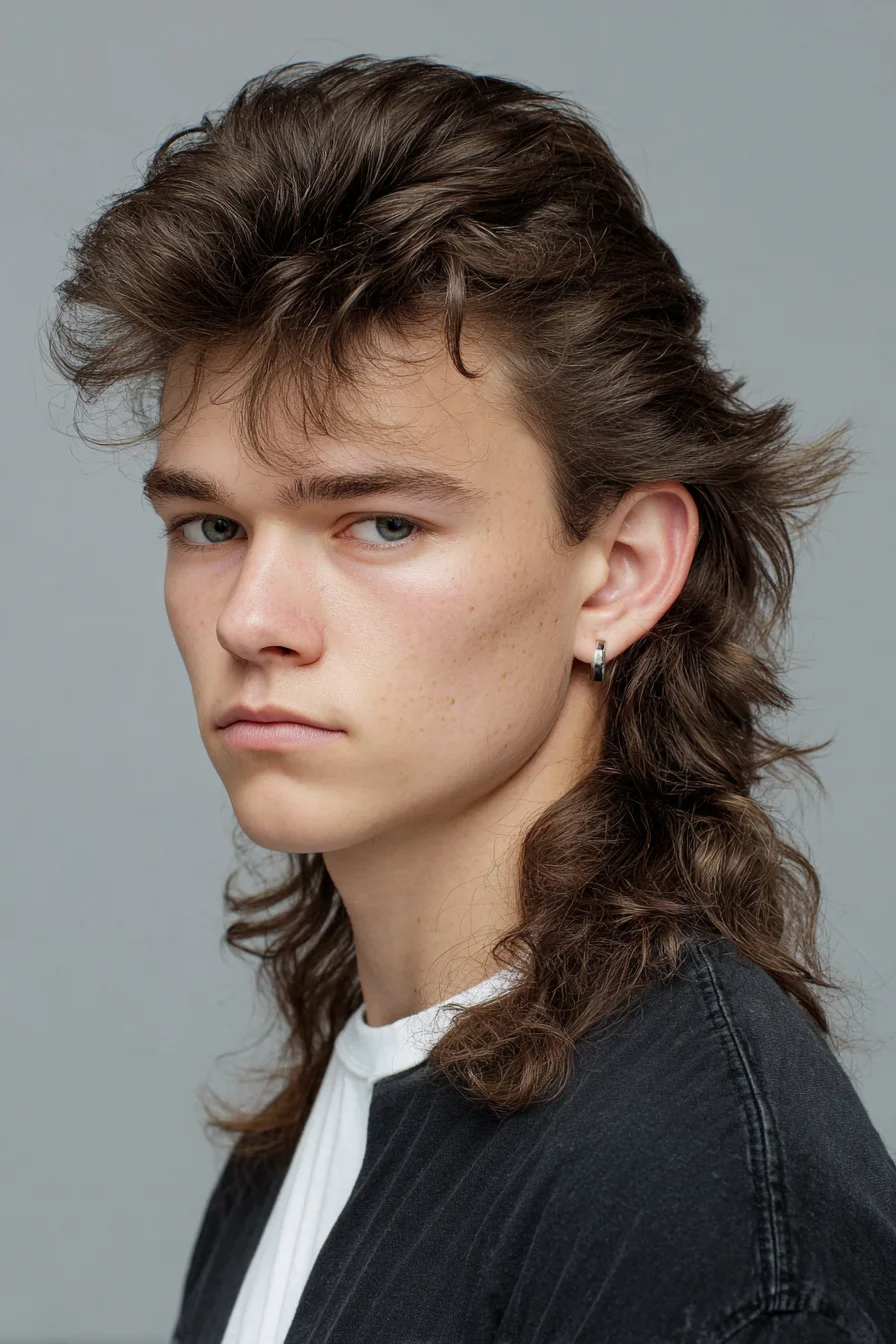 Modern Textured Mullet for Men — Voluminous Top with Feathered Back