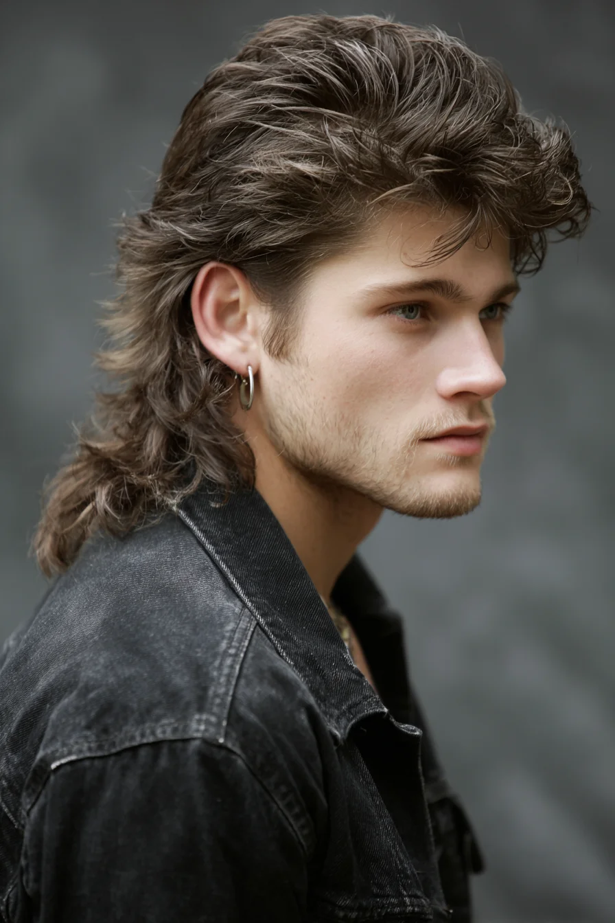 Modern Textured Mullet for Men — Voluminous Top with Tapered Sides